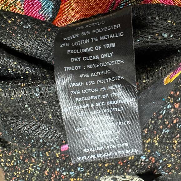 James Coviello New York Knit Top Size XS Vibrant Floral Brocade Neon Metallic - Picture 8 of 8